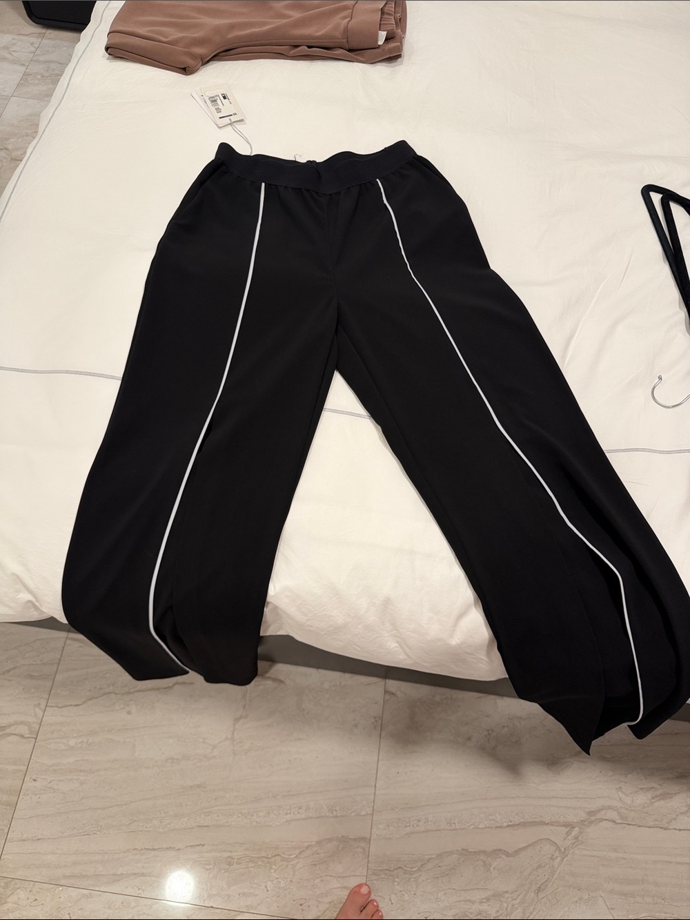 Patrizia Pepe Black Trousers with White Trim